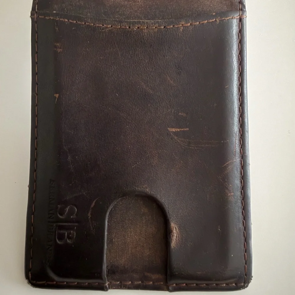 Dark Brown Leather Money Clip Wallet RFID Card Holder Serman Brands